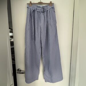 Brunello Cucinelli Blue and White Striped Pants